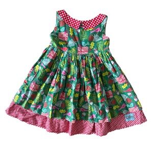 Sweet Petunia Clothing Festive Sleeveless Dress with Holiday Pattern size 7